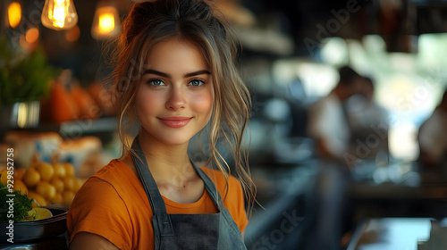 A young woman smiles in a c...
