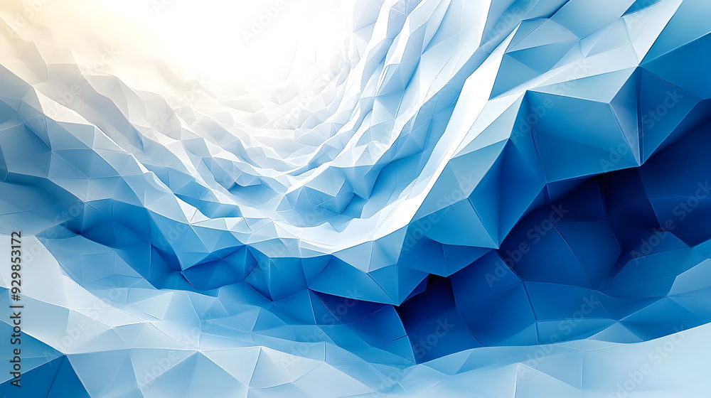 Obraz premium Abstract blue geometric pattern with a wave-like structure.