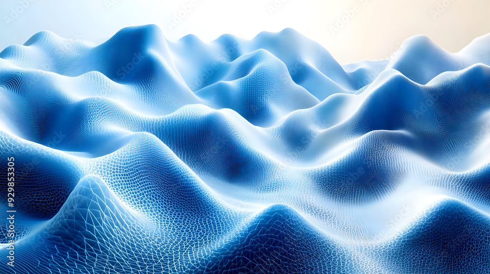 Obraz premium Abstract blue wave-like surface with a textured appearance.