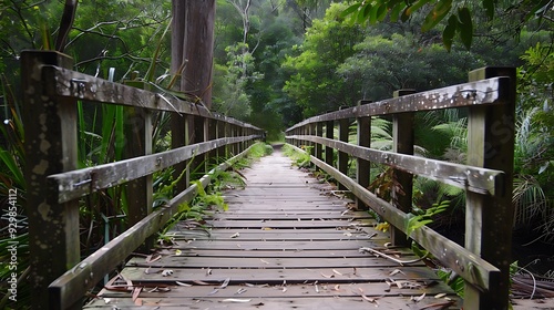 Calm stroll over the old timber footbridge