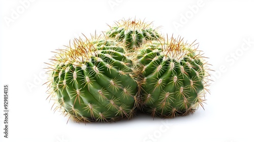 A cactus displayed against a white background, highlighting its unique shape and spiky texture.