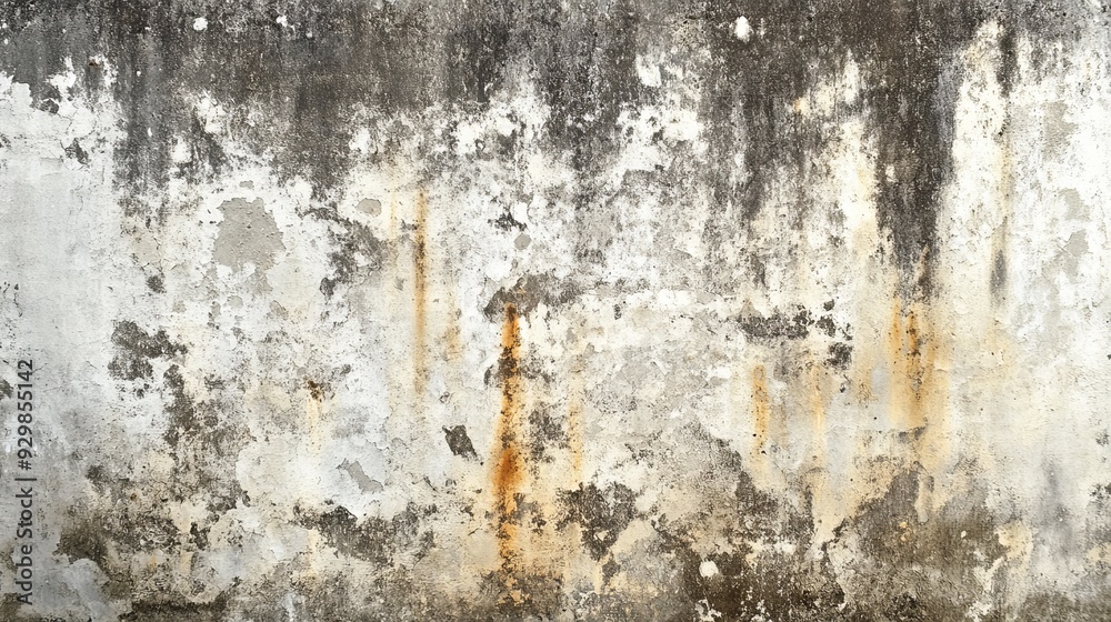 Fototapeta premium A mildewed wall background showcasing a grunge texture of a dirty cement surface, with visible signs of mold and decay.