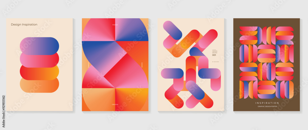 Poster Collection of 70s color gradient poster background vector ...