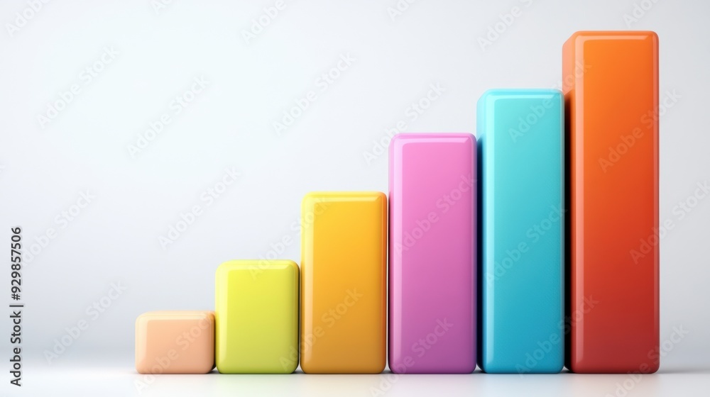 A colorful bar chart with a number of different colored bars, AI A colorful bar chart with a number of different colored bars, AI