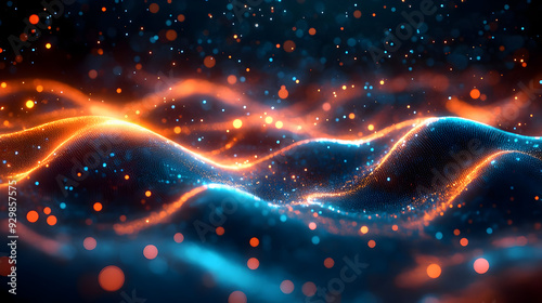 Abstract waves with glowing...