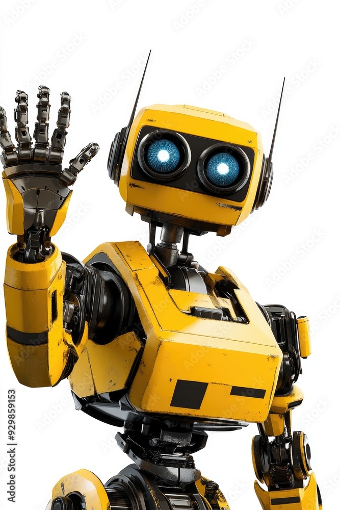 Yellow Black Robot Raising Hand Yellow Black Robot Raising Hand