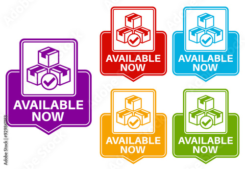 set available icon sign. product available label badge sticker template design vector illustration