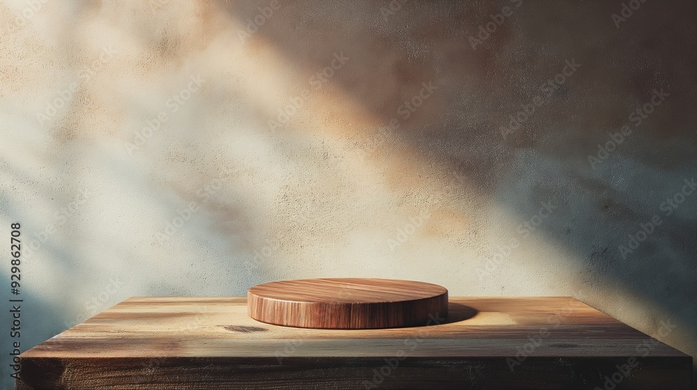 Obraz premium Podium, Rustic Wooden Display Platform