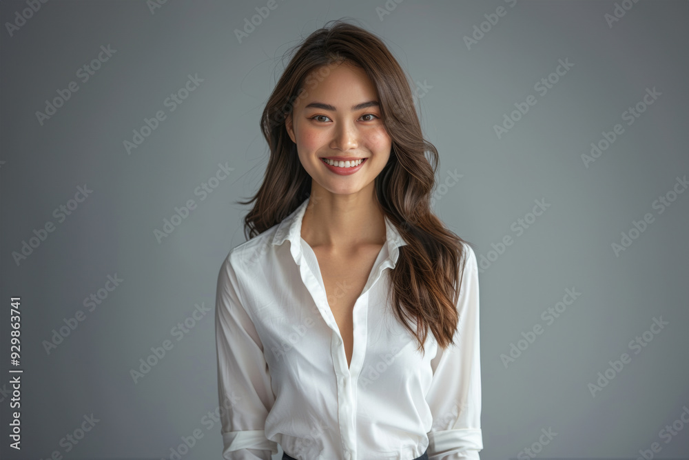 casual portrait features a young woman with straight hair and a soft smile, highlighted by a crisp white shirt and a bright, clean background. casual portrait features a young woman with straight hair and a soft smile, highlighted by a crisp white shirt and a bright, clean background.
