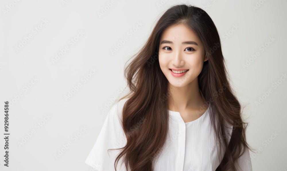 casual portrait features a young woman with straight hair and a soft smile, highlighted by a crisp white shirt and a bright, clean background. casual portrait features a young woman with straight hair and a soft smile, highlighted by a crisp white shirt and a bright, clean background.