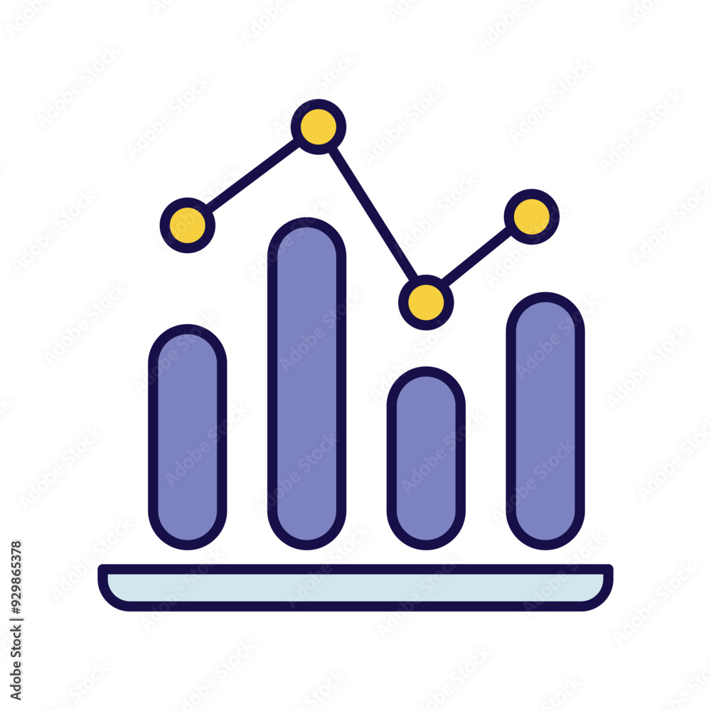bar chat color line icon with white background vector stock illustration bar chat color line icon with white background vector stock illustration