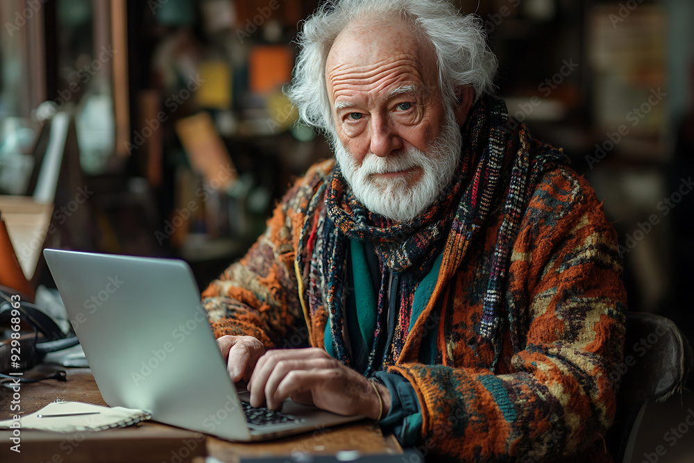 Senior man in a cozy cafe, focused on working with a laptop, symbolizing active aging and digital literacy.
Senior man in a cozy cafe, focused on working with a laptop, symbolizing active aging and digital literacy.
