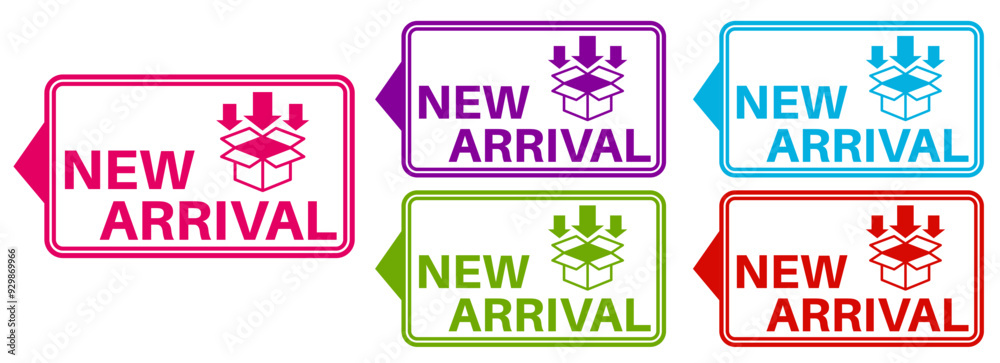 Set new arrival labels. new comer symbol sticker design template Vector illustration Set new arrival labels. new comer symbol sticker design template Vector illustration