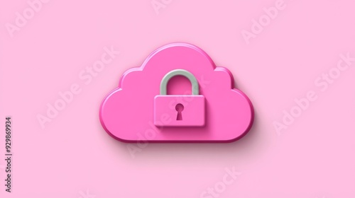 Abstract illustration of cloud security services, stylized cloud icon integrated with a secure padlock symbol, representing data protection and cybersecurity in cloud computing environments.