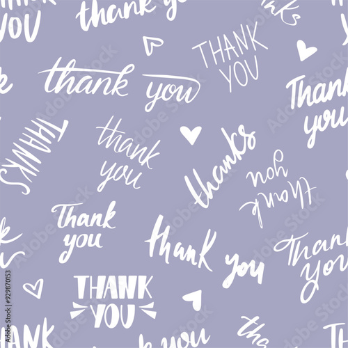 Gratitude, respect and appreciation. Thank you handwritten phrases seamless pattern. Print design for fabric textile wallpaper wrapping. Vector background