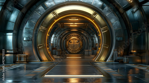 Futuristic metallic corrido...