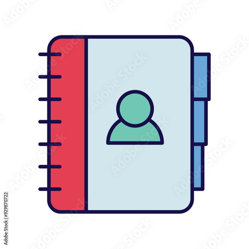 contact book color line icon with white background vector stock illustration