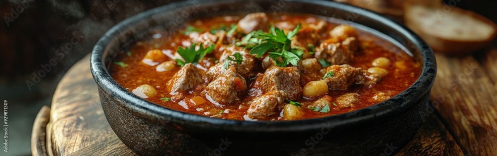 Authentic German Stew in a Rustic Kitchen Setting Authentic German Stew in a Rustic Kitchen Setting