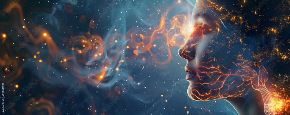 A Profile of a Face Emblazoned with Sparks and Smoke A Profile of a Face Emblazoned with Sparks and Smoke