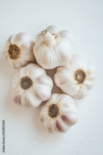 Garlic bulbs on table