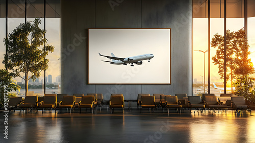 Modern airport lounge with ...