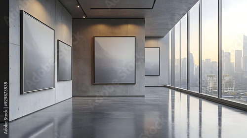 Modern art gallery with lar...