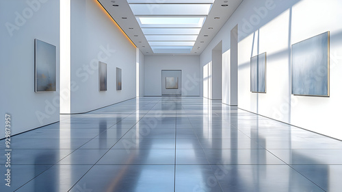 Modern art gallery with pai...