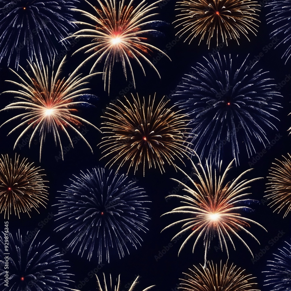 Bright Fireworks On Night Sky Bright Fireworks On Night Sky