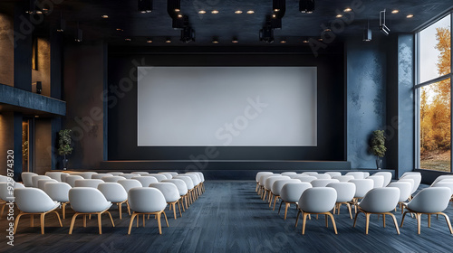 Modern auditorium with rows...