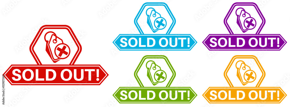 Obraz premium set Icon sold out sign. sold information label template design vector illustration