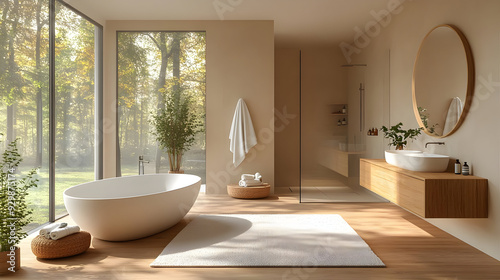 Modern bathroom with natura...