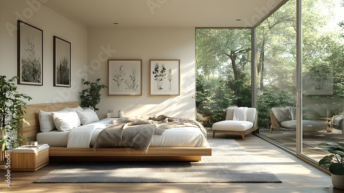 Modern bedroom with natural...