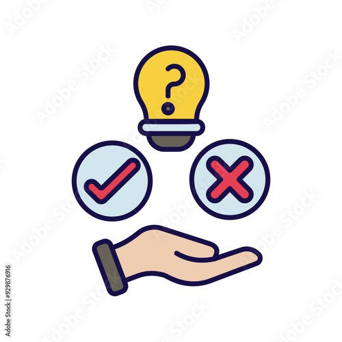 decision color line icon with white background vector stock illustration