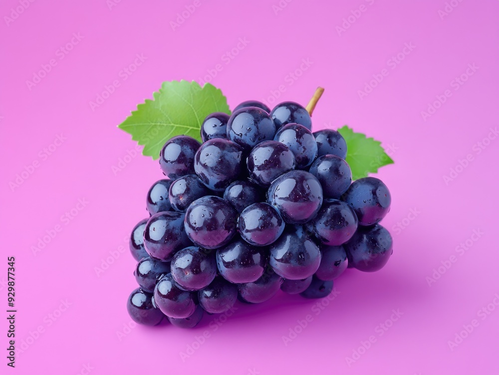 Fototapeta premium Black Grapes Pink Background