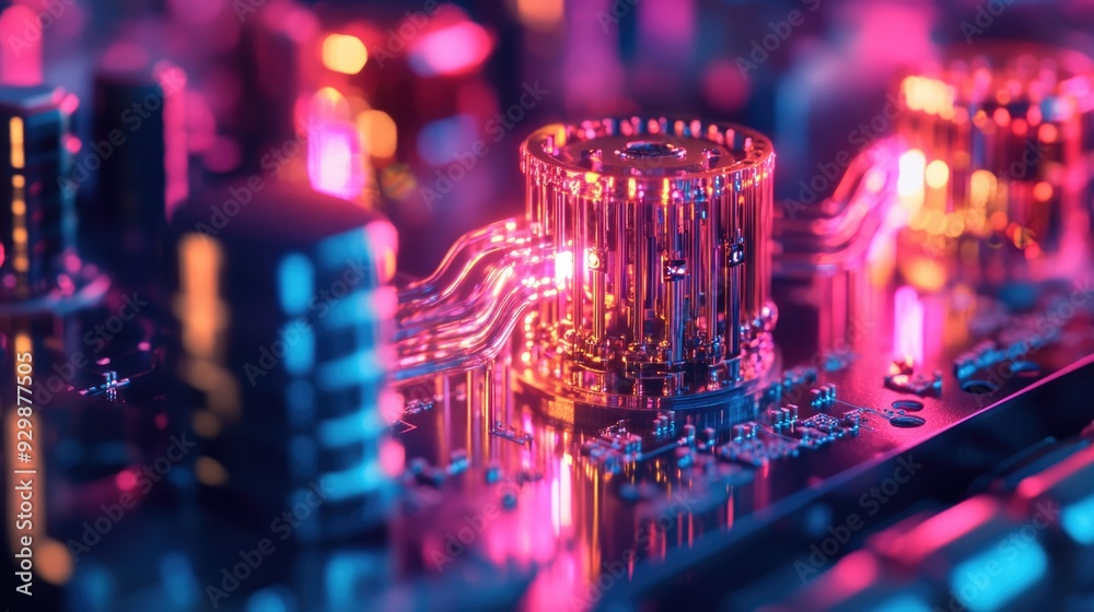 Circuitry Glow: A Close-Up of Complex Electronics