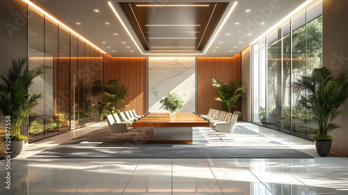 Modern conference room with...