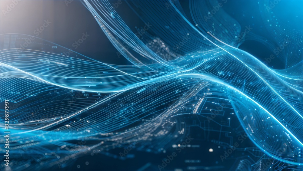 Digital Wave of Innovation: Abstract blue waves of energy pulsate with data, symbolizing the flow of information in the digital age. Digital Wave of Innovation: Abstract blue waves of energy pulsate with data, symbolizing the flow of information in the digital age.