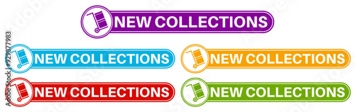set vector trendy colorful new collections icon. New arrival sign social media template design label vector illustration