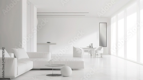 Wallpaper Mural modern home, clean minimalist interior with empty frames on the wall, mockup Torontodigital.ca