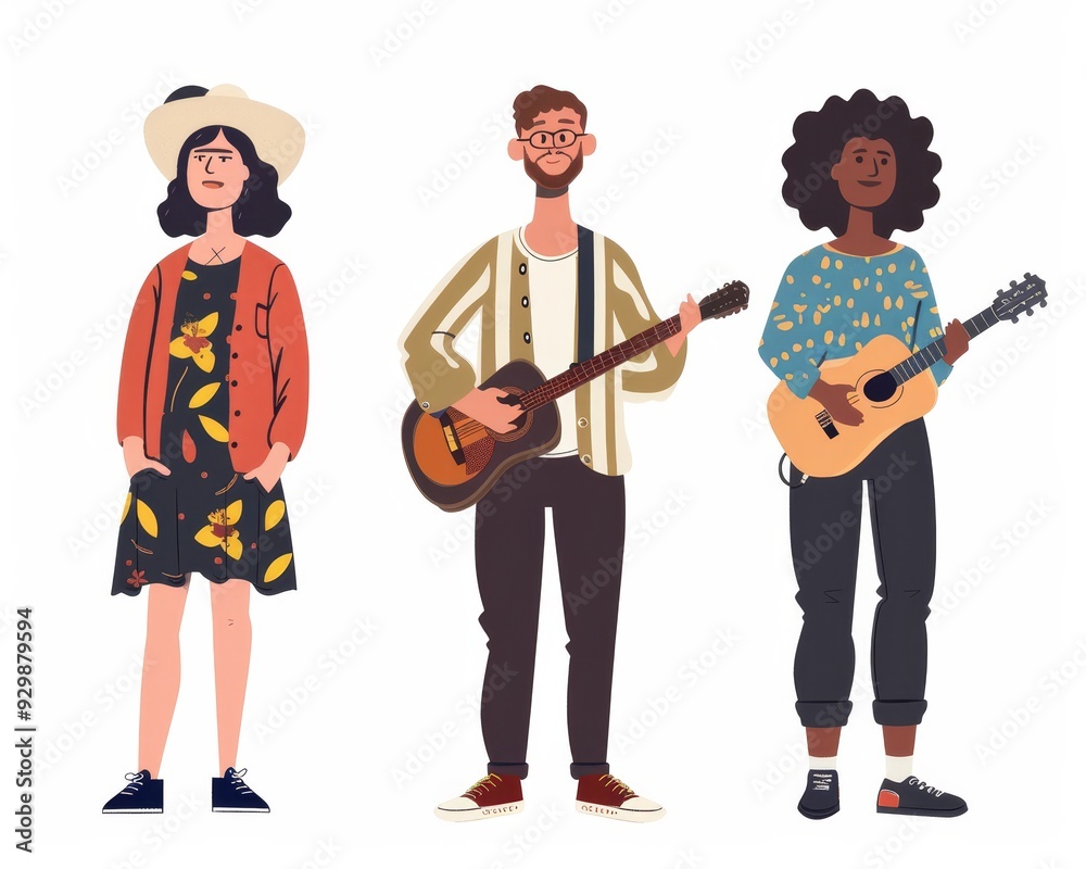Three people wearing artist musician and actor clo 237 guitar, music, musician, guitarist, playing, instrument, rock, people, band, play, electric, couple, bass, musical, person, player, fun, boy, si Three people wearing artist musician and actor clo 237 guitar, music, musician, guitarist, playing, instrument, rock, people, band, play, electric, couple, bass, musical, person, player, fun, boy, si