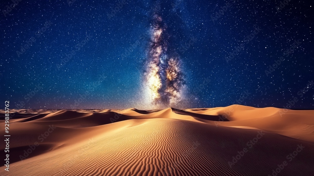 Astrophotography photography, A vast desert under a starry night sky ...