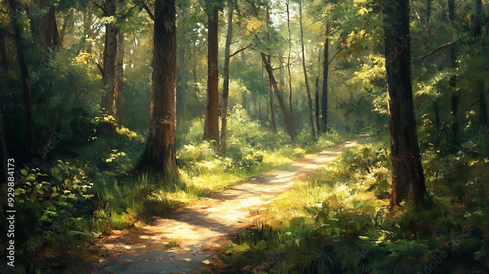 Sunlit Path Through the Woods Sunlit Path Through the Woods
