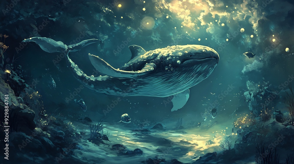 Fototapeta premium Whale in the Deep Blue