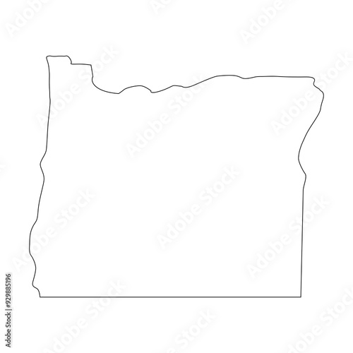Oregon state outline map isolated on transparent background.