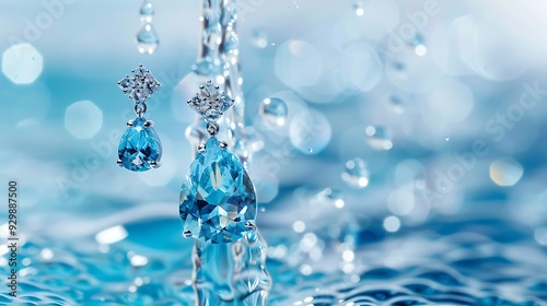 Close up of a pair of sky blue earring photo