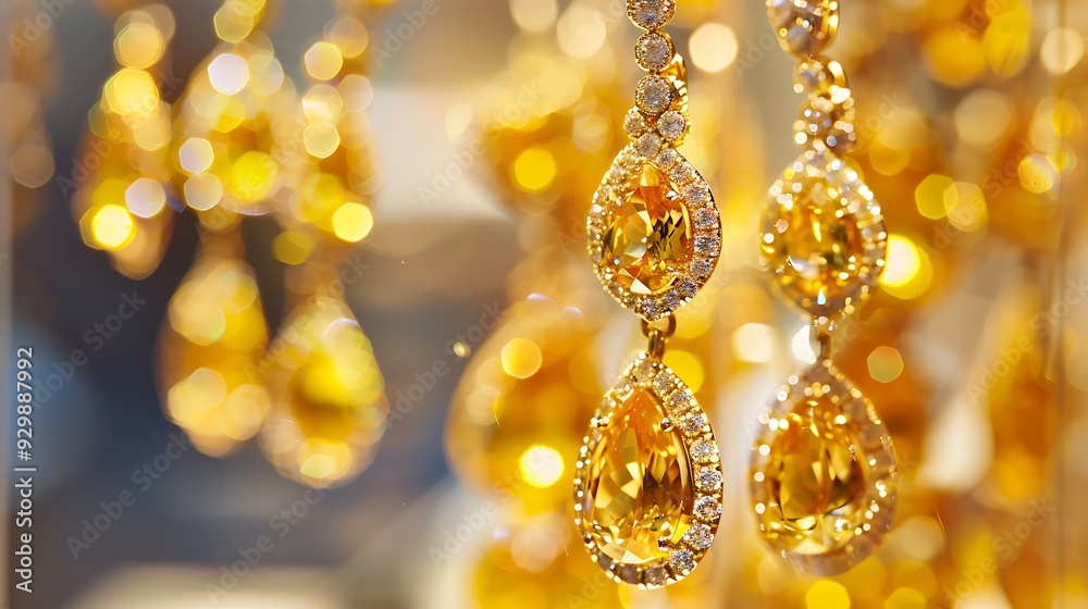 Close up of a pair of yellow colored earring Close up of a pair of yellow colored earring