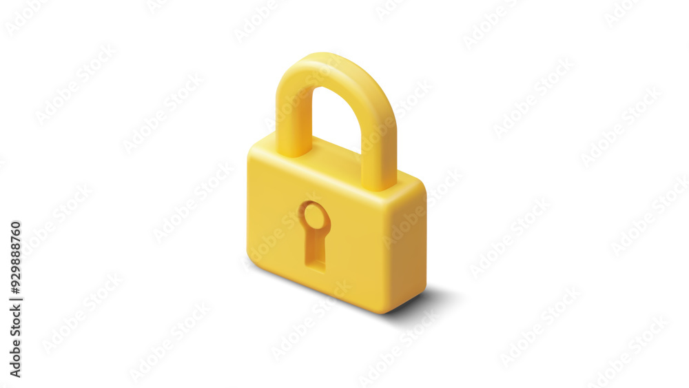 This image features a 3D vector, yellow padlock, symbolizing robust security and protection. Its vibrant color and simple design make it ideal for themes of safety, privacy, and secure access. This image features a 3D vector, yellow padlock, symbolizing robust security and protection. Its vibrant color and simple design make it ideal for themes of safety, privacy, and secure access.