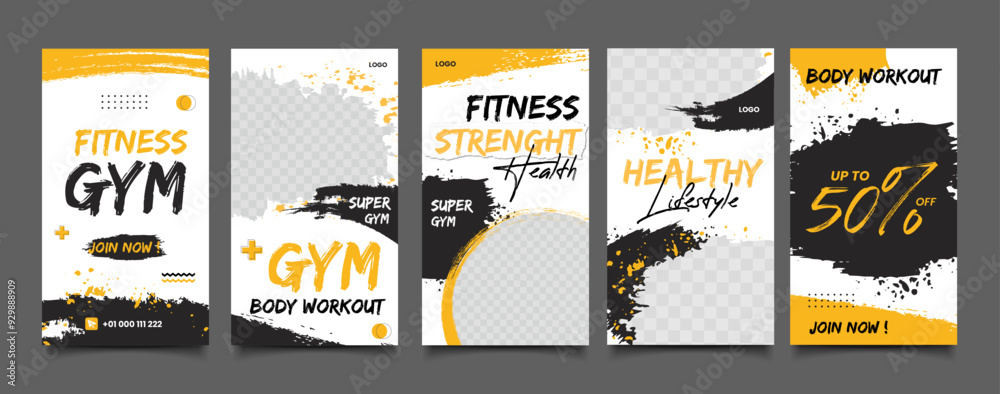 Fototapeta premium Gym Fitness social media post story template