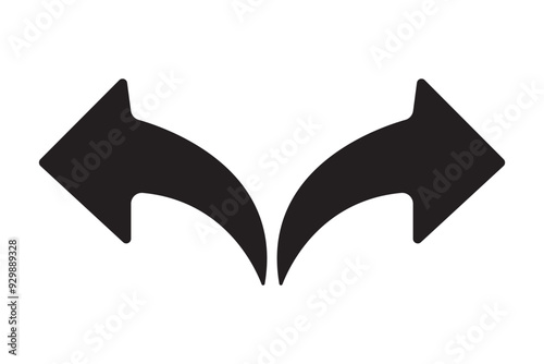 Undo Arrow icon, Redo Arrow icon. Direction sign. Forward, Next, Backward, Previous icon. Curvy arrow circle sign.