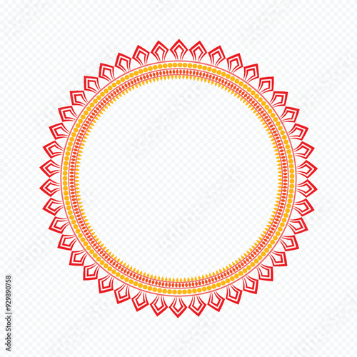 Durga Puja, Sale, Tag. Png. Background, Frame, Border, Ornate Circular Frame with Floral Patterns, Happy Durga Puja,
